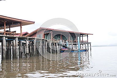 Bang Chan, in Chantaburiâ€™s kh Lung District, is a fishing village built on the water Editorial Stock Photo